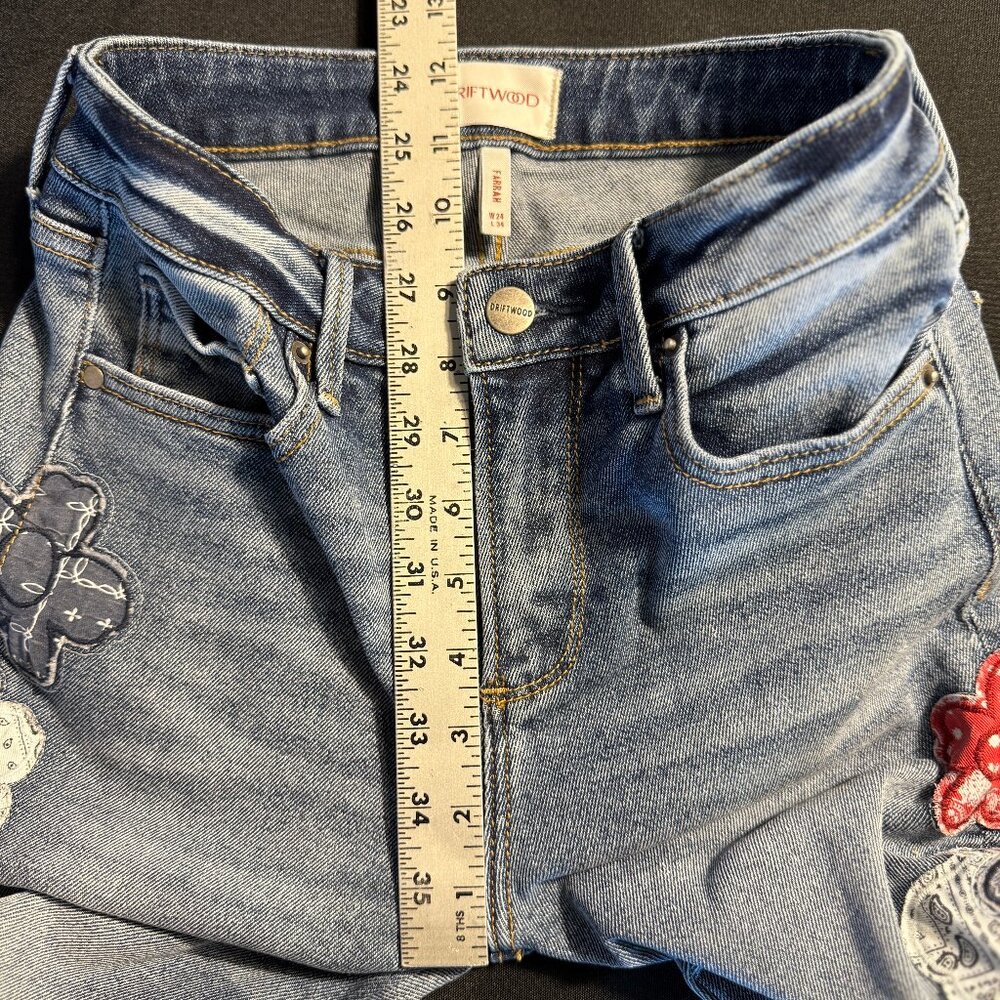 NWOT Free People x Driftwood Farrah Embroidered Flare Jeans Sz 24 - Picture 11 of 16